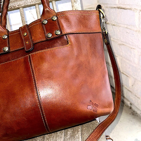 Patricia Nash CARDUCCI Leather Tote POCKET bag in Cognac - Picture 4 of 11